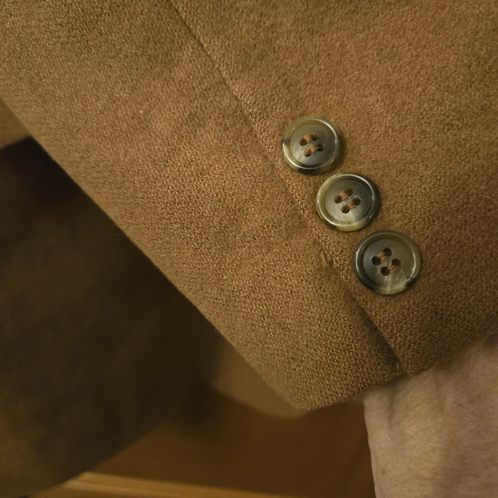 Vintage Mens 3 Button Blazer Jacket 46 Regular Brown 100% Camel Hair Retro‎ EUC